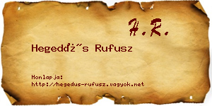 Hegedűs Rufusz névjegykártya